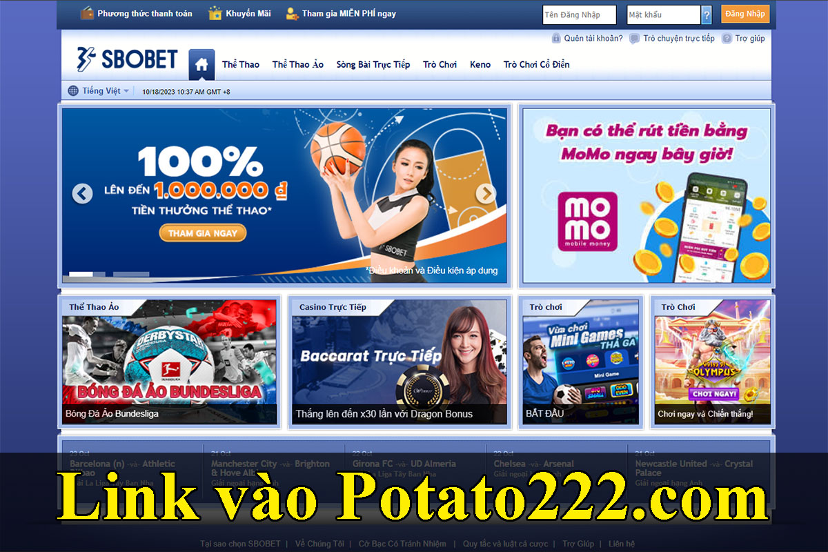 Link vào Sbobet Potato222 trên PC